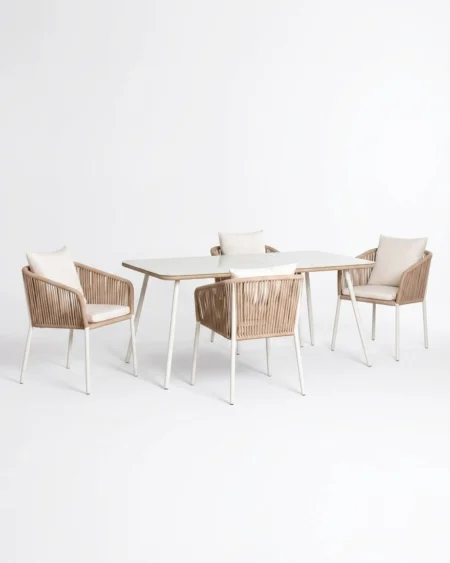 Outdoor dining set with wooden table and rope chairs Craftnika