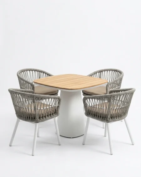 Outdoor dining set with round table and chairs in modern design Craftnika