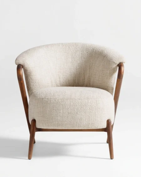 Cavaro luxury lounge chair front view with solid wood frame and premium fabric upholstery