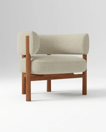 Cavello luxury accent chair front view with solid wood frame and premium fabric upholstery