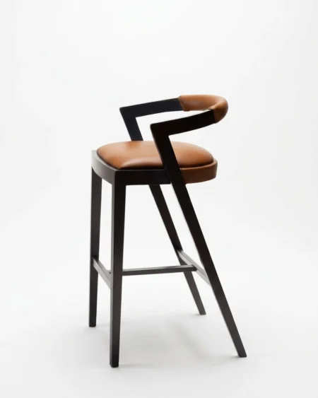 Zavero luxury bar stool front view with Z shape wooden structure and modern design