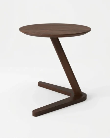 Zavero luxury Z shape side table front view with angular wooden design and modern structure