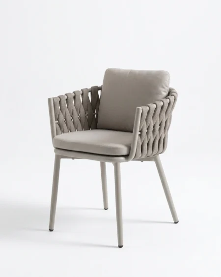 Outdoor dining chair with rope weaving and aluminium frame Craftnika