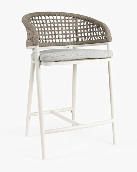 Outdoor bar stool with rope woven backrest and cushion Craftnika
