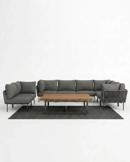 Modern outdoor sofa set with dark cushions and aluminium frame Craftnika