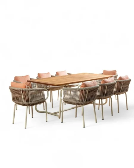 Large outdoor dining set with long table and multiple chairs Craftnika